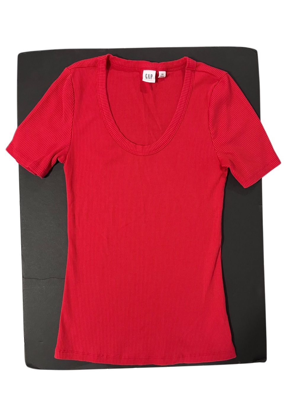 GAP Ribbed Scoop Neck Tee Red Stretch Short Sleeve Top XS